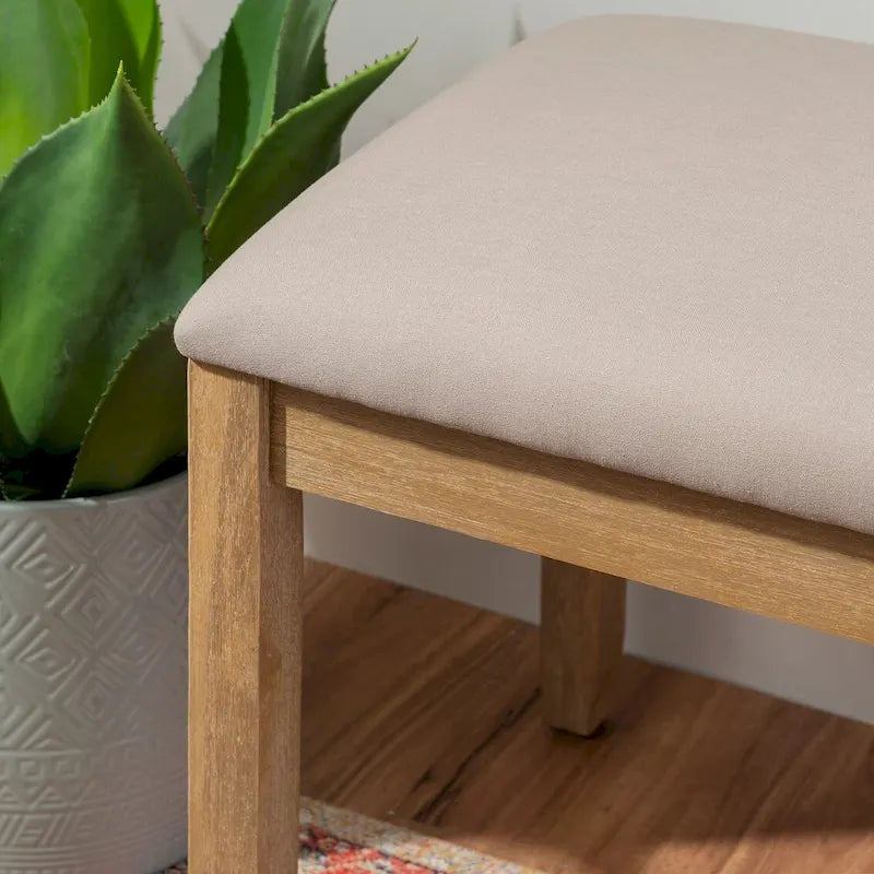 19 Inch Modern Wood Linen Chair Upholstered