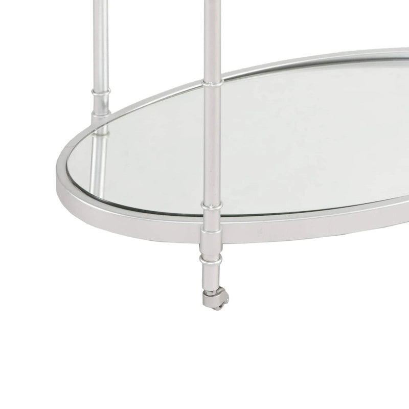 32.5 Inch Metal Glass Cart Rolling