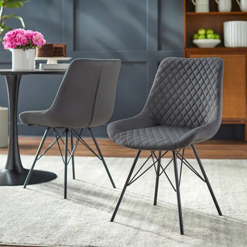 29 Inch Mid-Century Modern Metal Velvet Dining Set Upholstered