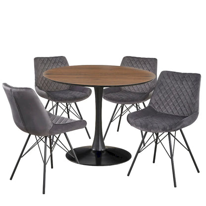 29 Inch Mid-Century Modern Metal Velvet Dining Set Upholstered