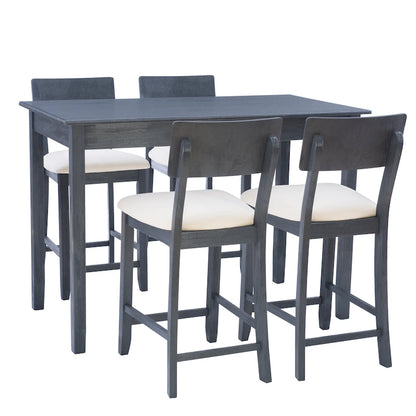 5-Piece Modern Wood Metal Dining Set