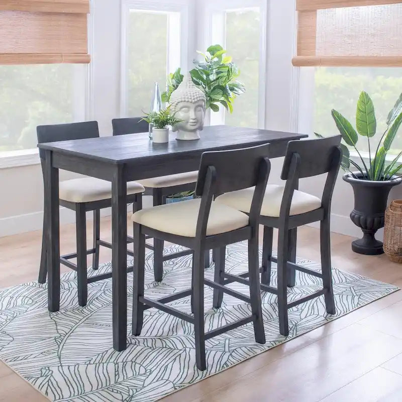 5-Piece Modern Wood Metal Dining Set