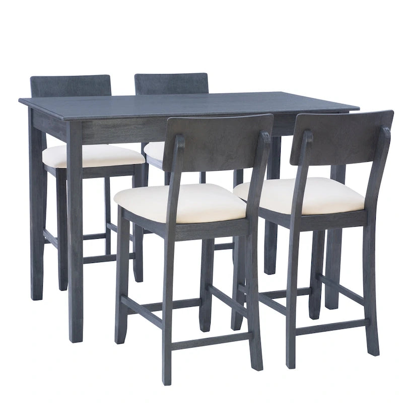 5-Piece Modern Wood Metal Dining Set