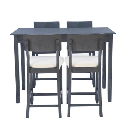 5-Piece Modern Wood Metal Dining Set
