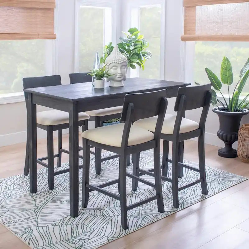 5-Piece Modern Wood Metal Dining Set
