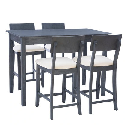 5-Piece Modern Wood Metal Dining Set