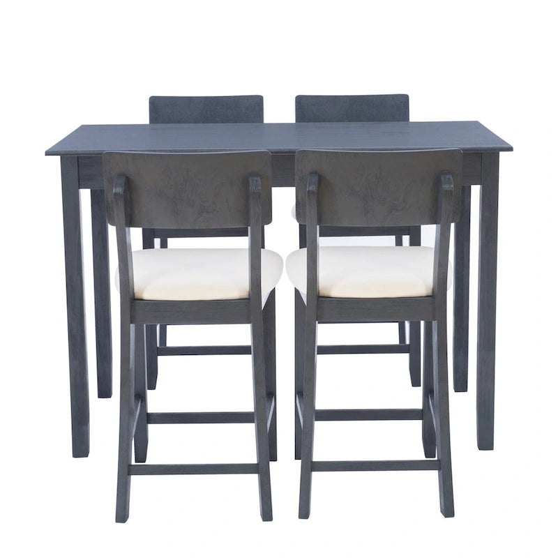 5-Piece Modern Wood Metal Dining Set