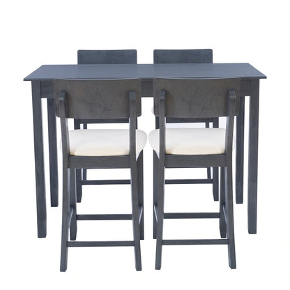 5-Piece Modern Wood Metal Dining Set