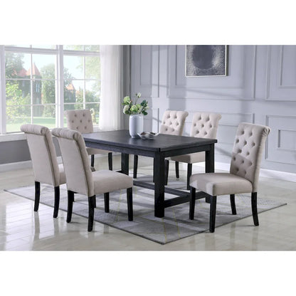 Contemporary Wood Fabric Dining Set Upholstered