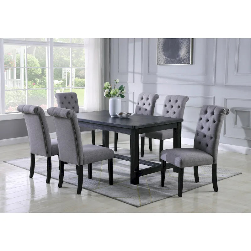 Contemporary Wood Fabric Dining Set Upholstered