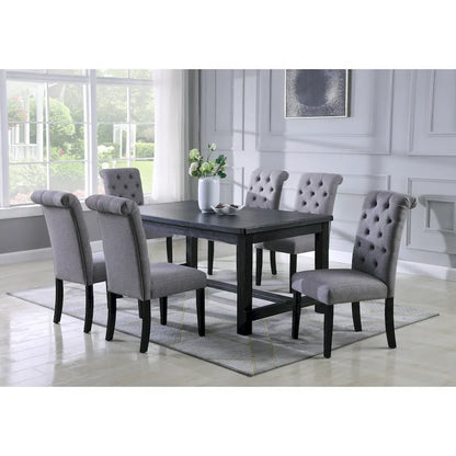 Contemporary Wood Fabric Dining Set Upholstered