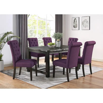 Contemporary Wood Fabric Dining Set Upholstered