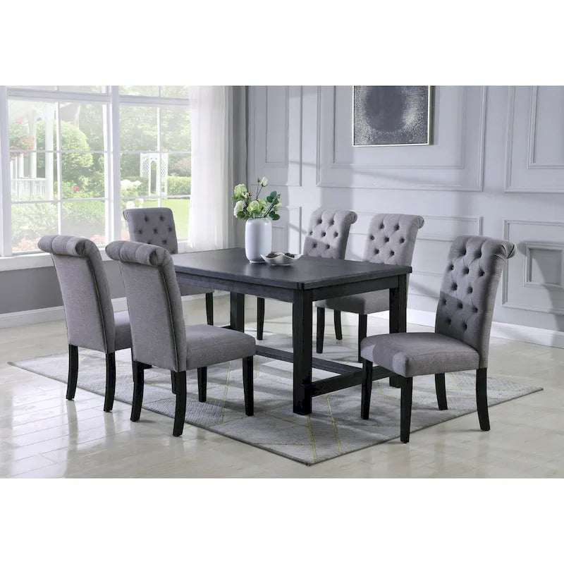 Contemporary Wood Fabric Dining Set Upholstered