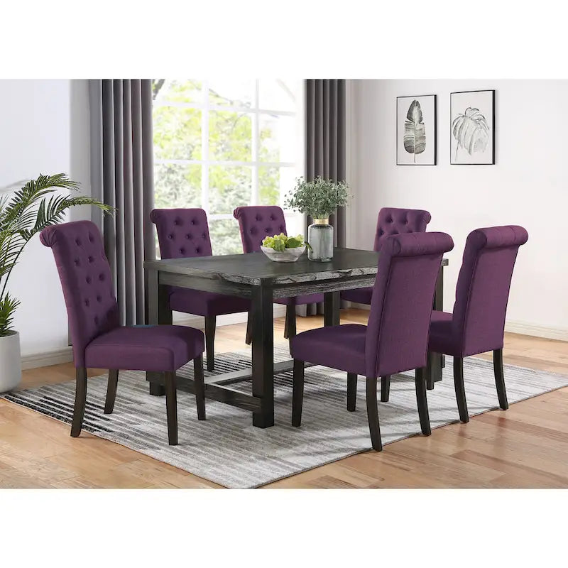 Contemporary Wood Fabric Dining Set Upholstered