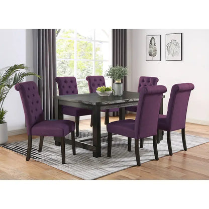 Contemporary Wood Fabric Dining Set Upholstered