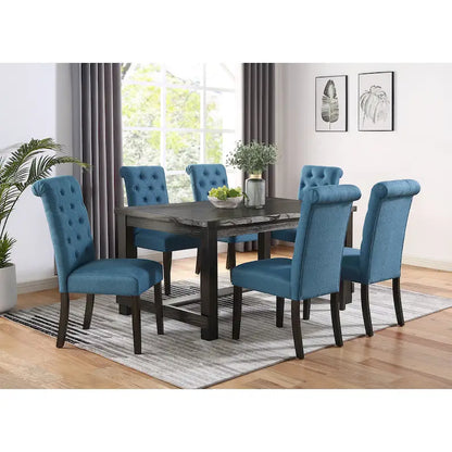 Contemporary Wood Fabric Dining Set Upholstered
