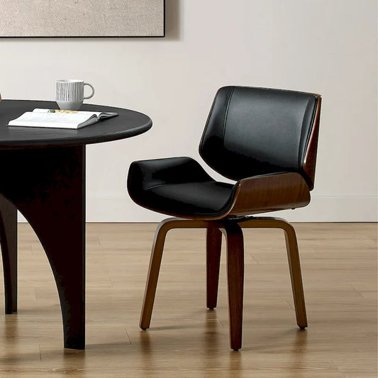 Mid-Century Modern Wood Fabric Chair Swivel