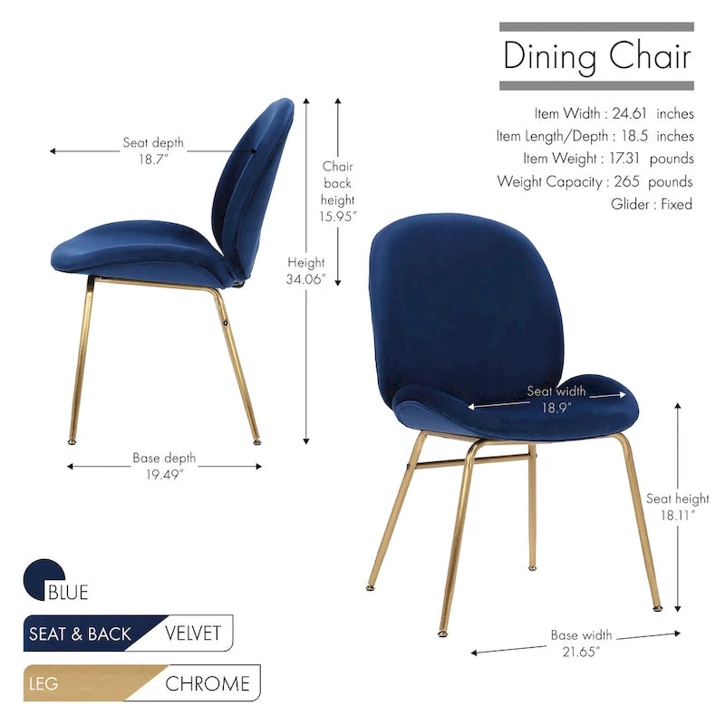 34.06 Inch Mid-Century Modern Metal Velvet Chair