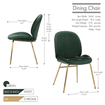 34.06 Inch Mid-Century Modern Metal Velvet Chair