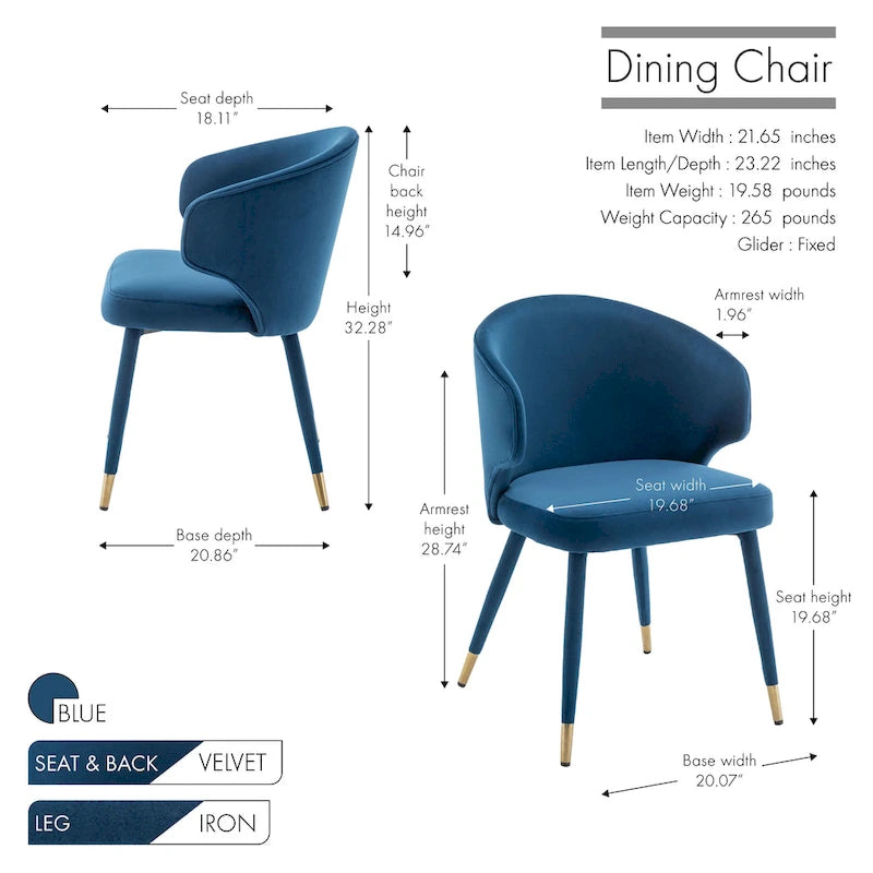 23.22 Inch Metal Velvet Chair Upholstered