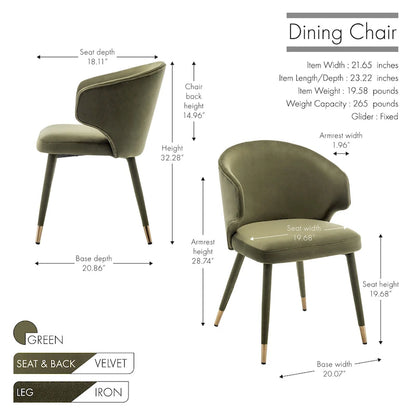 23.22 Inch Metal Velvet Chair Upholstered