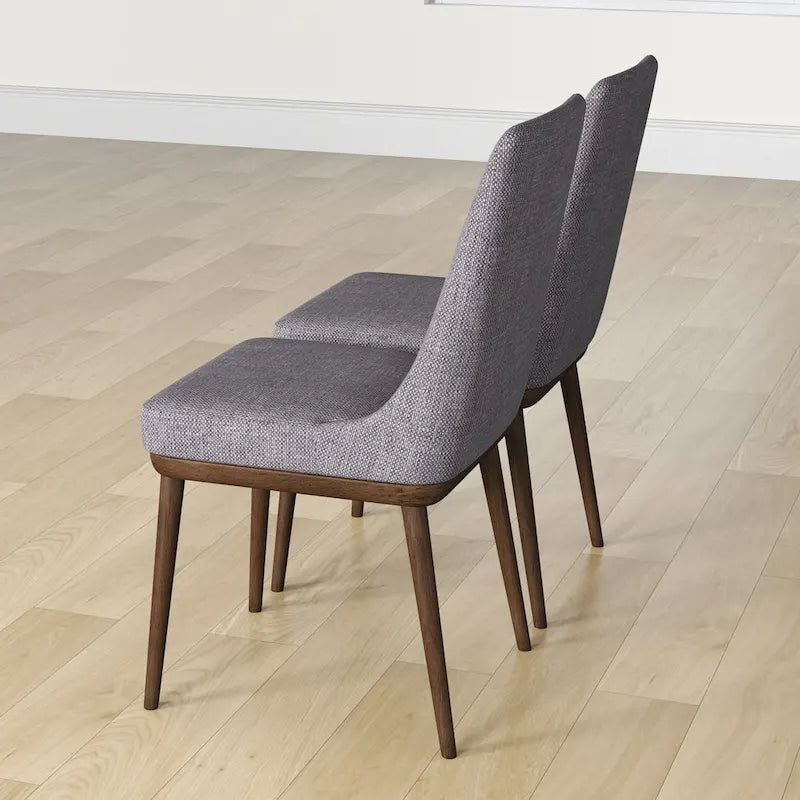 Mid-Century Modern Wood Fabric Chair Upholstered