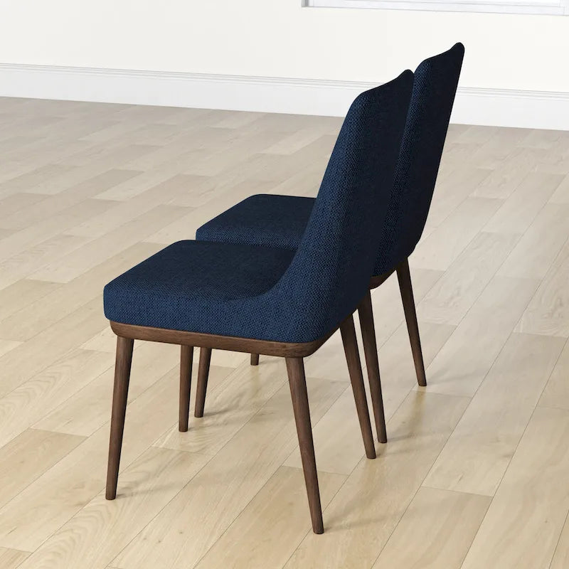 Mid-Century Modern Wood Fabric Chair Upholstered