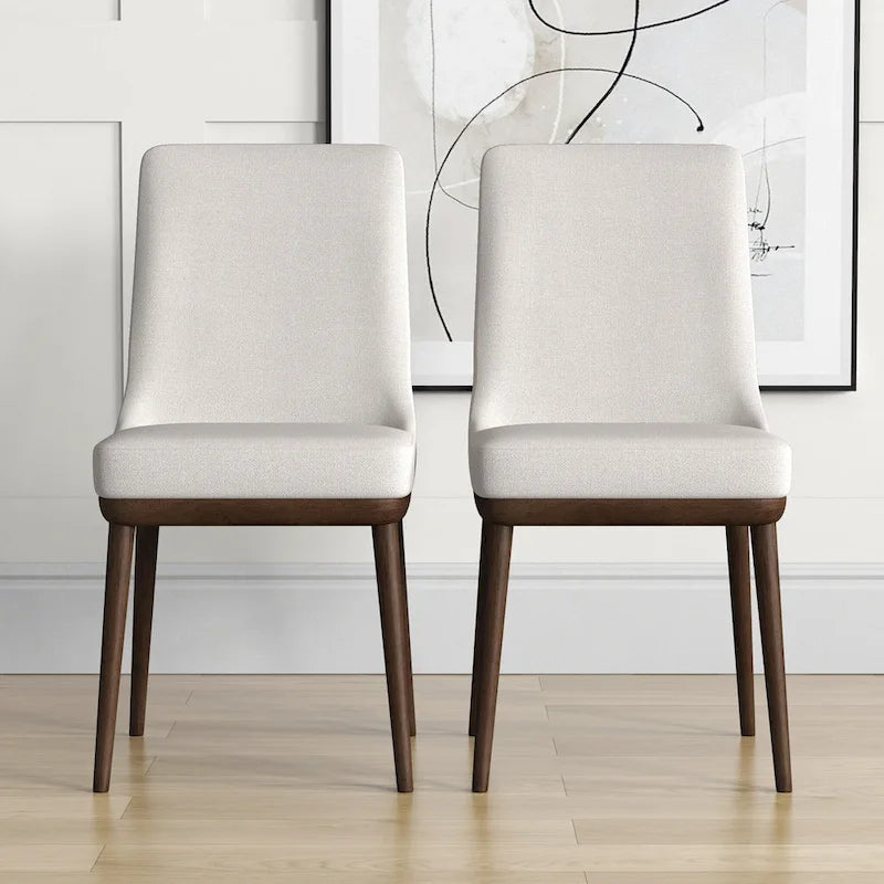 Mid-Century Modern Wood Fabric Chair Upholstered