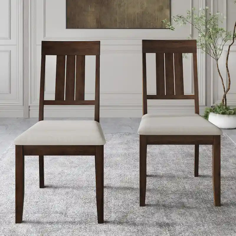 Mid-Century Modern Solid Wood Fabric Chair Upholstered