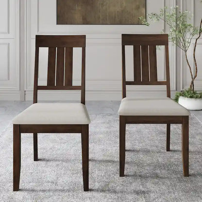 Mid-Century Modern Solid Wood Fabric Chair Upholstered