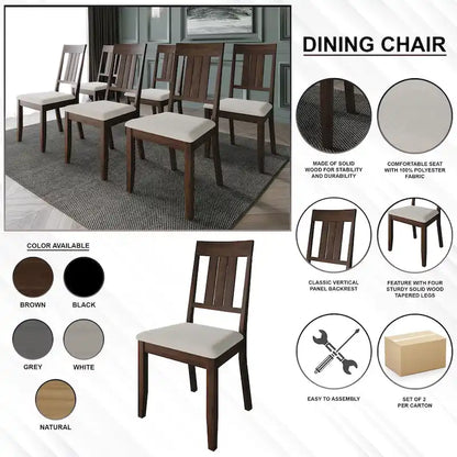 Mid-Century Modern Solid Wood Fabric Chair Upholstered