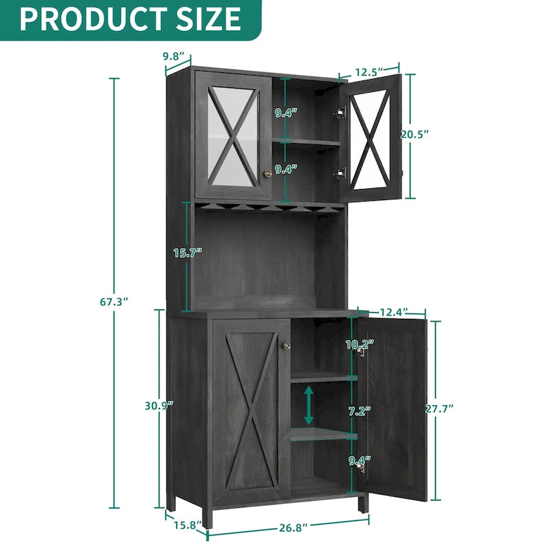 Farmhouse Wood Metal Cabinet Adjustable