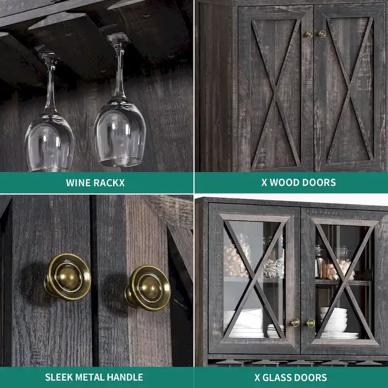 Farmhouse Wood Metal Cabinet Adjustable