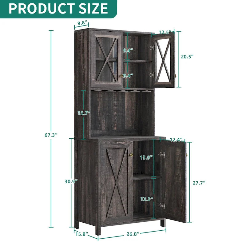 Farmhouse Wood Metal Cabinet Adjustable