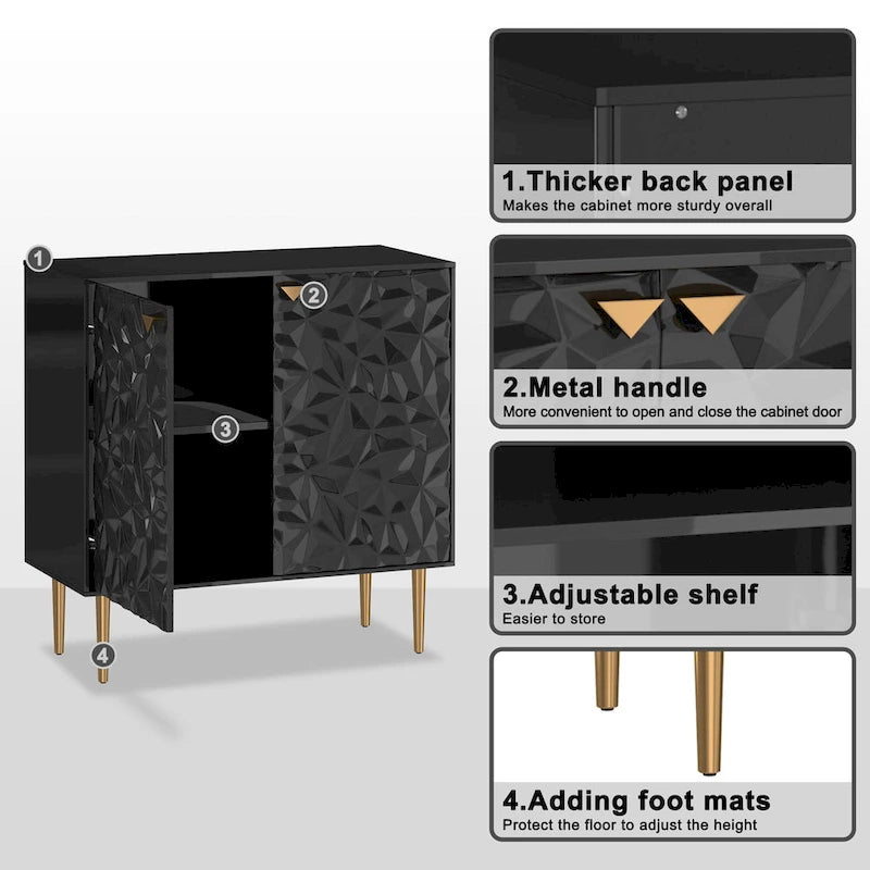 15.74 Inch Modern Metal Engineered Wood Cabinet Adjustable