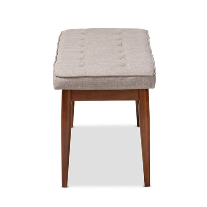 17.7 Inch Mid-Century Modern Wood Linen Chair Upholstered