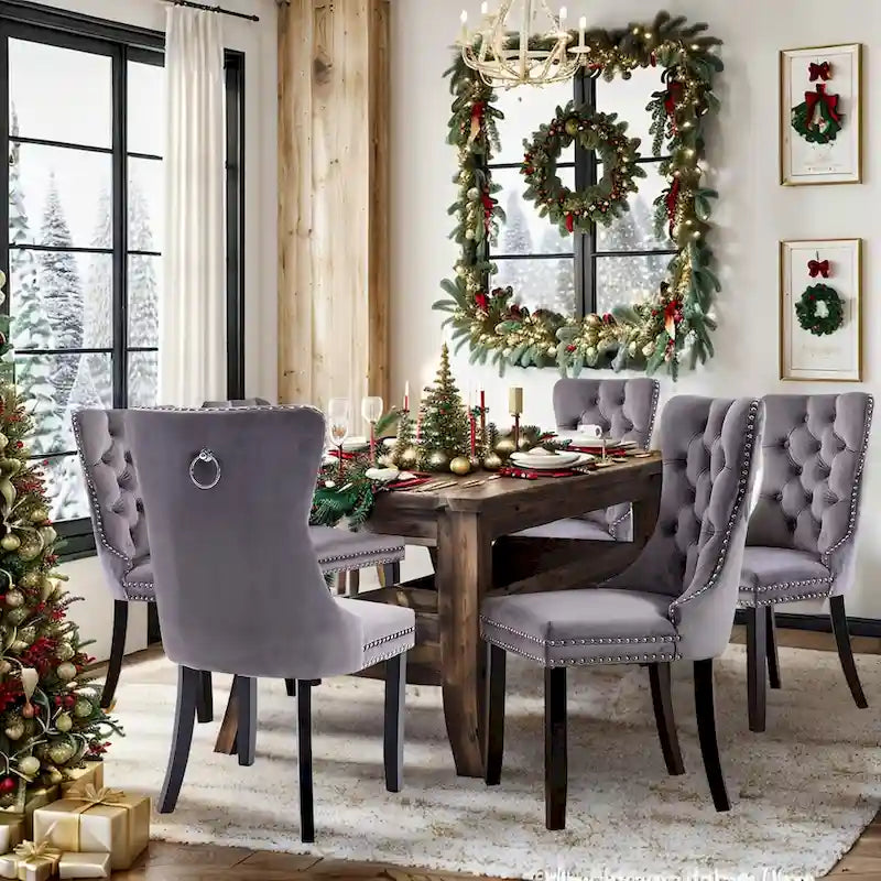 Solid Wood Velvet Chair Adjustable