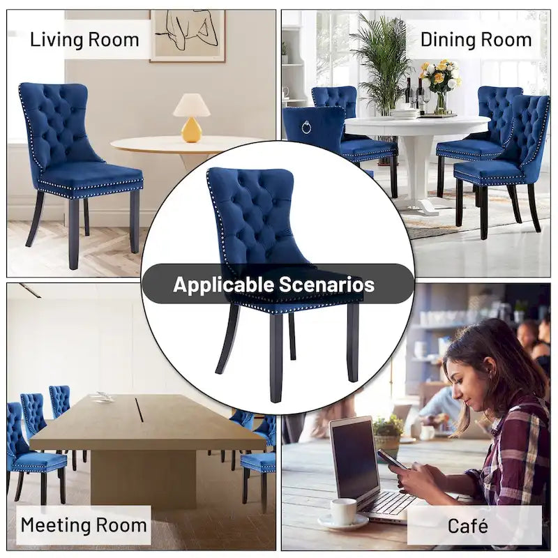 Solid Wood Velvet Chair Adjustable