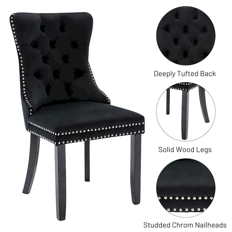 Solid Wood Velvet Chair Adjustable