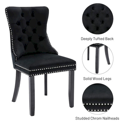 Solid Wood Velvet Chair Adjustable