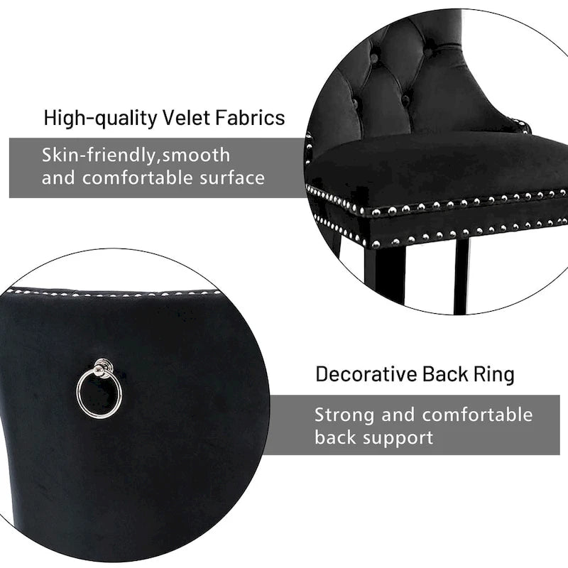 Solid Wood Velvet Chair Adjustable