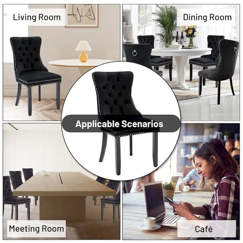 Solid Wood Velvet Chair Adjustable