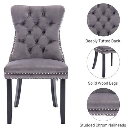 Solid Wood Velvet Chair Adjustable