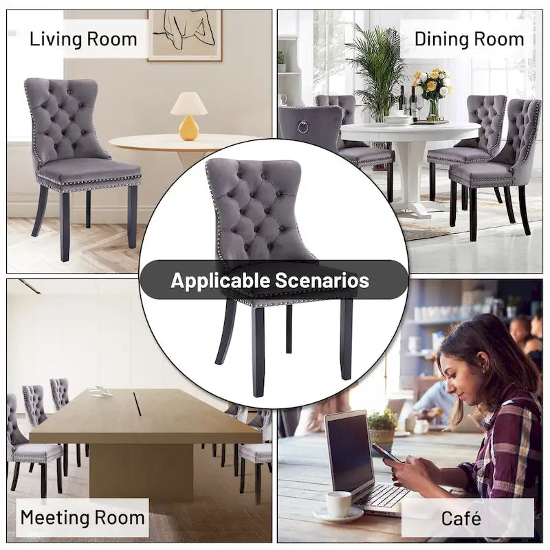 Solid Wood Velvet Chair Adjustable