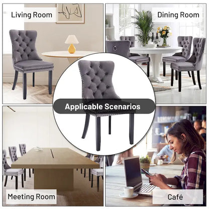 Solid Wood Velvet Chair Adjustable