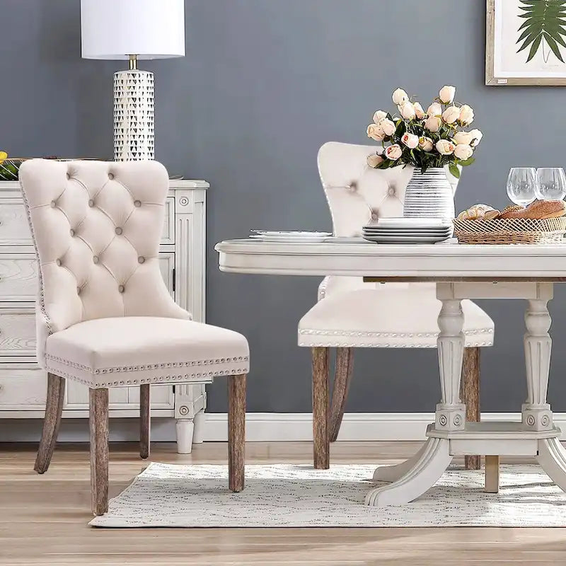 Solid Wood Velvet Chair Adjustable