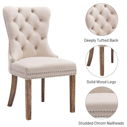 Solid Wood Velvet Chair Adjustable
