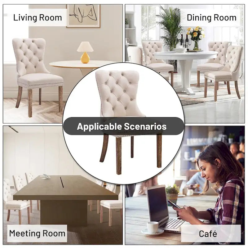 Solid Wood Velvet Chair Adjustable