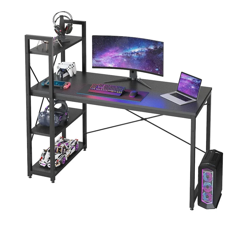 63 Inch Rustic Metal Table with Shelves