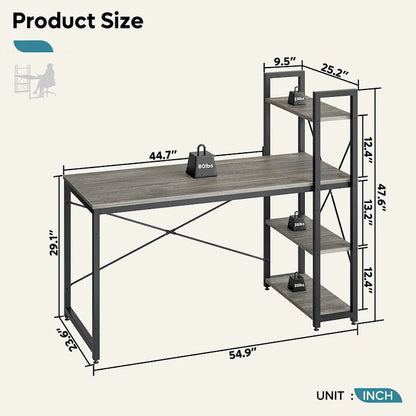 63 Inch Rustic Metal Table with Shelves